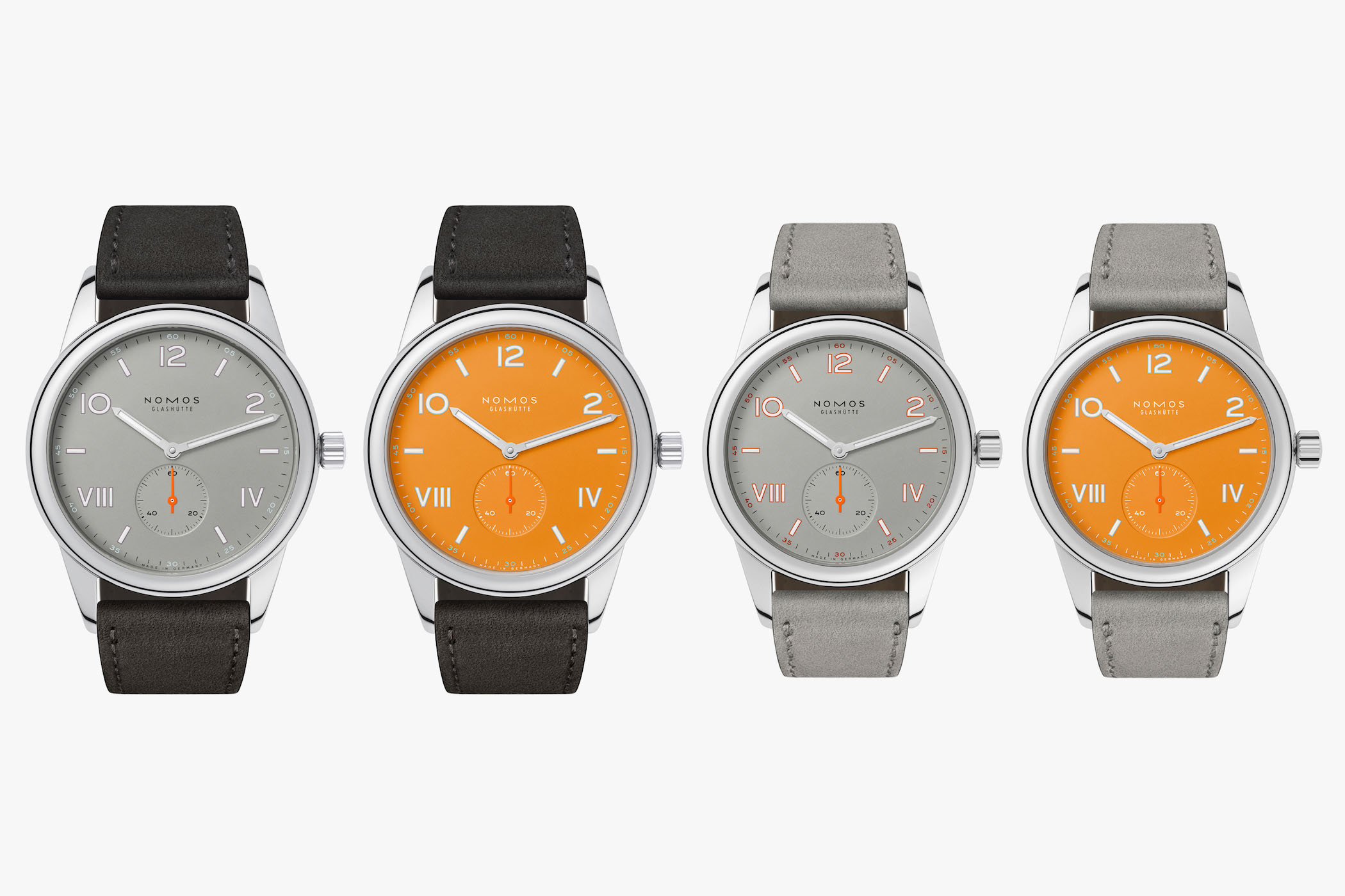 Nomos Club Campus Absolute Gray and Future Orange 2021 editions